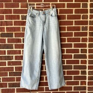 Universal thread relaxes wide leg high waisted light wash jeans